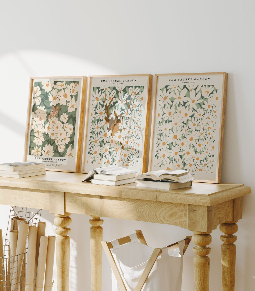 Set of 3 Wood Frame Mockup,5x7 Ratio Wall Art Mockup,Picture Frame Mockup,Interior Art Mockup