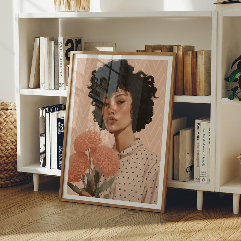 Modern gallery wall frame mockup with neutral home decor, digital poster and art display template for design presentations