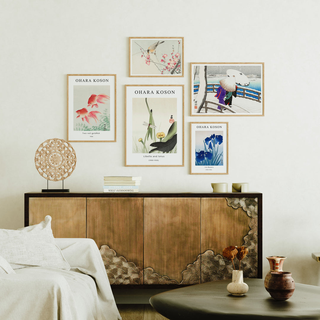 Set of 5 Gallery Wall Frame Mockup,5x7 Wood Frame Mock-Up,Wall Art Mockup