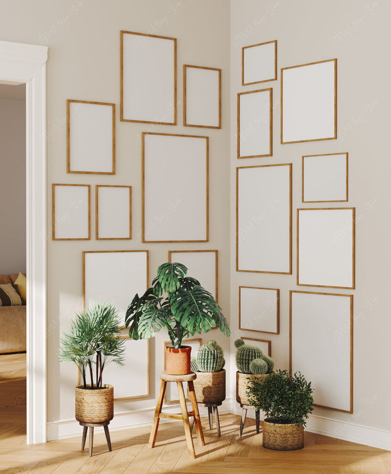 Set of 19 Gallery Wall Frame Mockup,Wall Art Mockup,Picture Frame Mockup