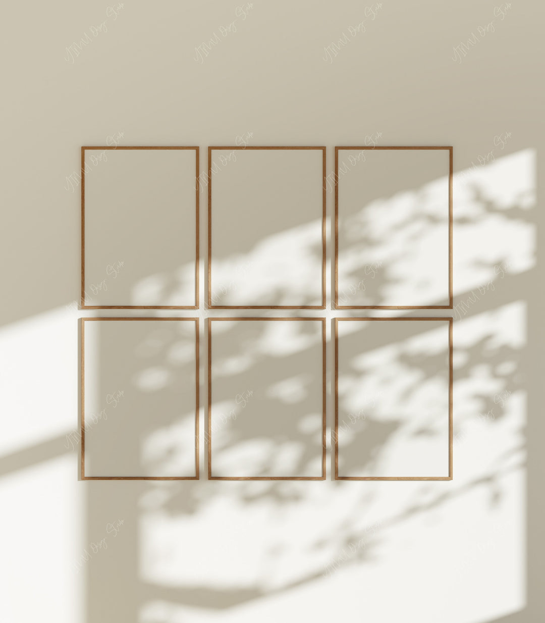 Minimalist 6 Frames Gallery Frame Set Mockups,5x7 Wood Frame Mock-up,Wall Art Mockup,Print Poster Mockup