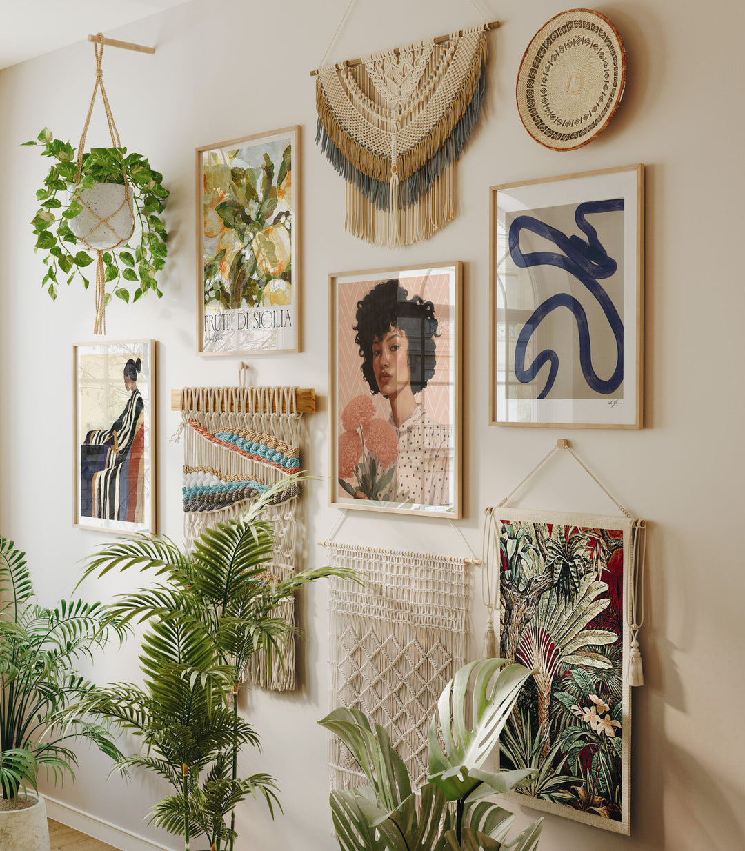 Set of 4 Gallery Wall Frame Mockup,3x4 Wood Frame Mock-Up,Wall Art Mockup,Artwork Wall Mockup