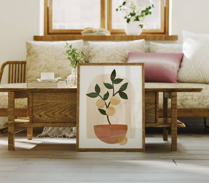 Wood Frame Mockup in Living Room,3x4 Ratio Frame,Print Poster Art Mockup