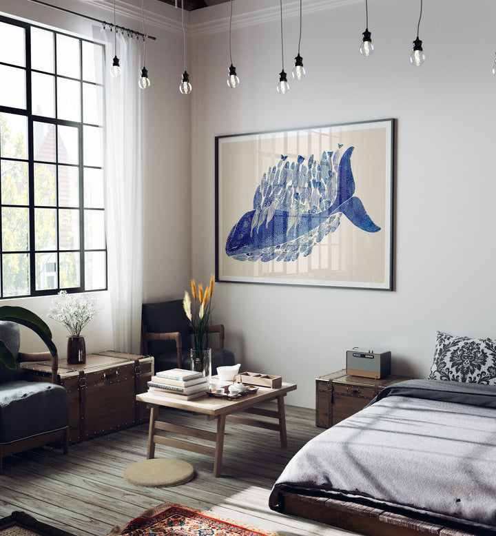 Horizontal Black Frame Mockup with Reflection,4x3 Wall Art Mockup