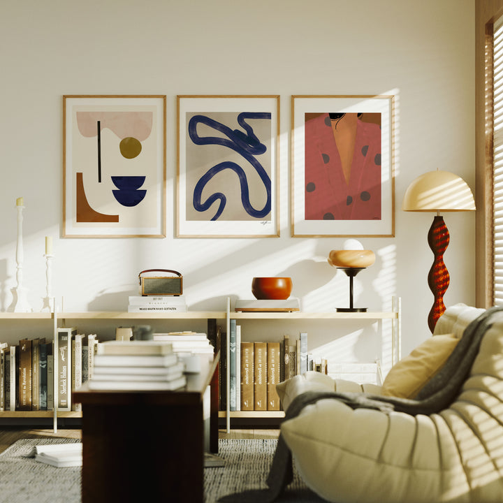Set of 3 Wall Art Mockup,Art Print Mockup,3x4 Wood Frame Mock-Up