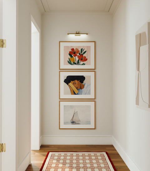 Set of three 7x5 horizontal gallery frame mockups for wall art collection