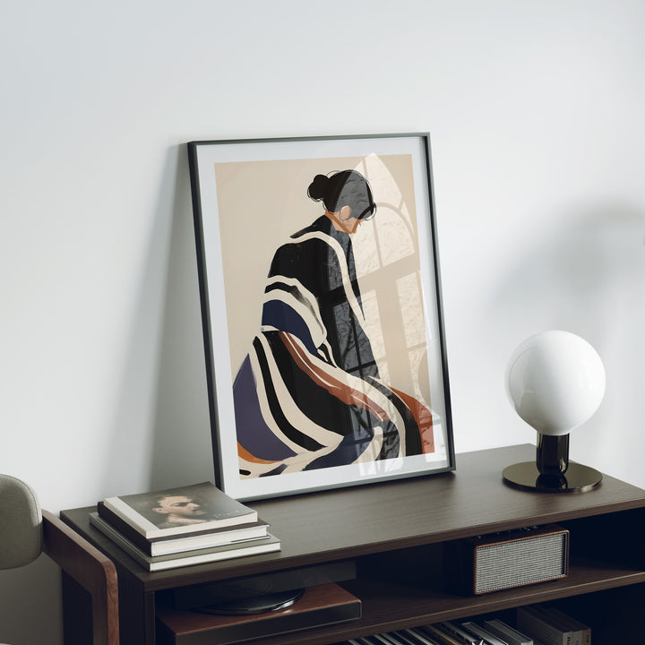 Black Frame Mockup in home Interior,3x4 Verical Frame Mock-Up with Reflection