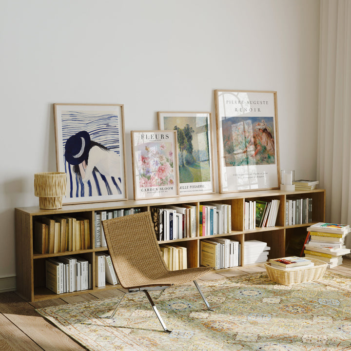 Set of 4 Wood Frame Mockup in Living Room,Wall Art Mockup,Print Poster Mockup
