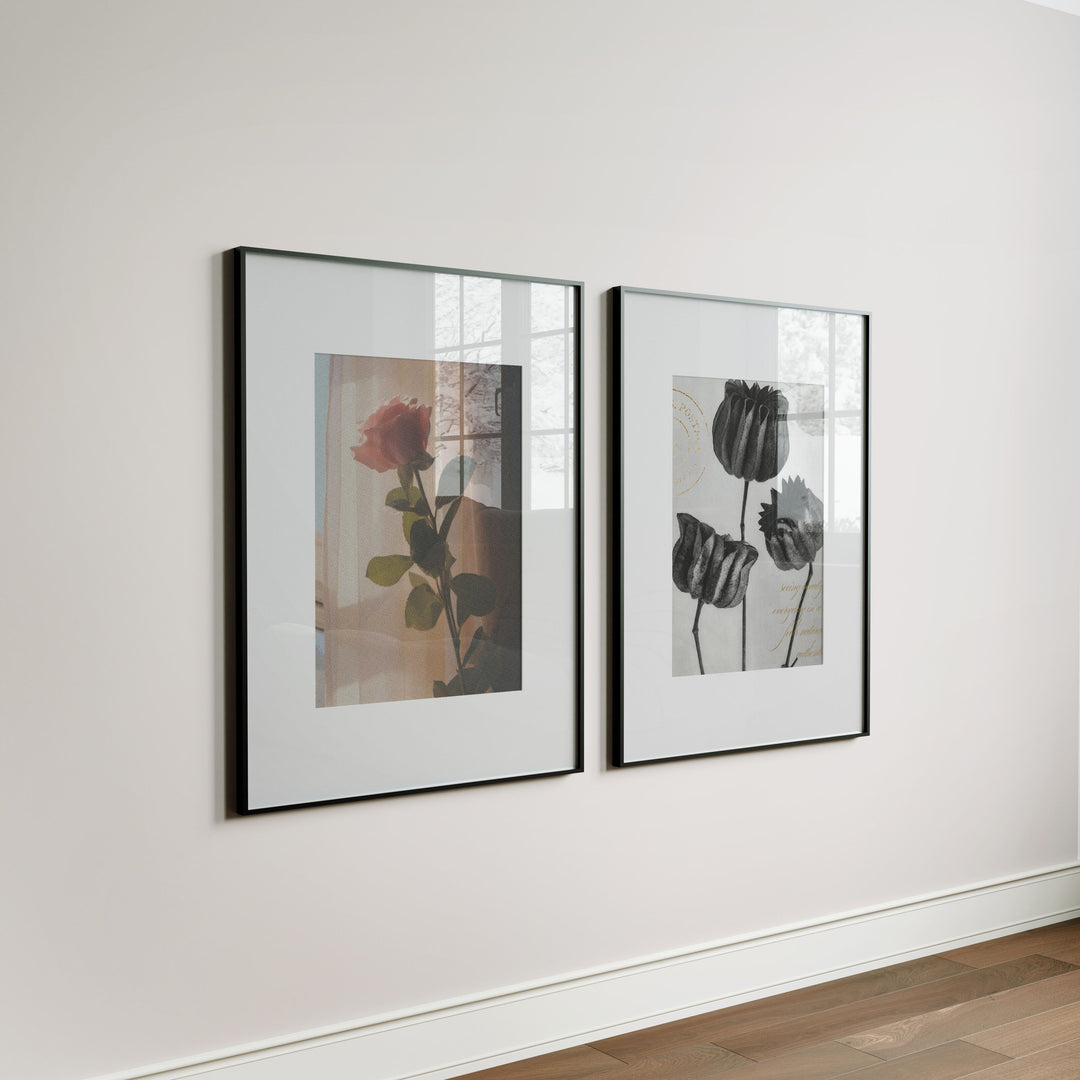 2 Black Frames Mockup with Reflection,5x7 Wall Art Mockups