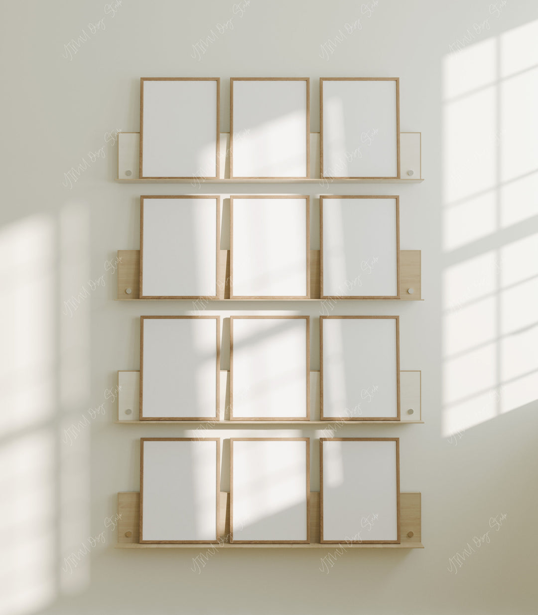 Gallery Wall Frame Mockup,3x4 Wood Frame Mock-Up,Multiple Frames Templates