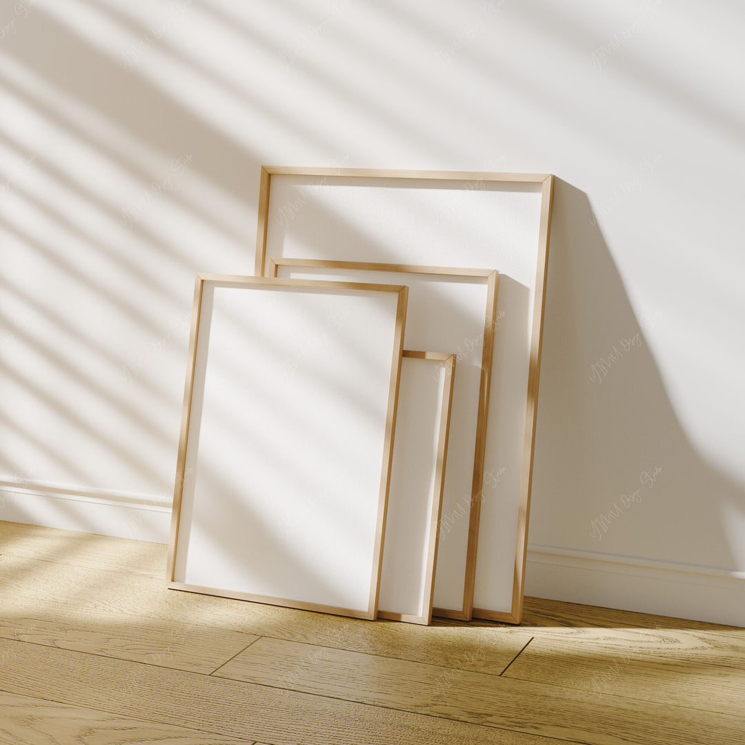 Set of 4 Minimalist Wood Frame Mockup,DIN A Ratio Picture Frame Mockup,Print Poster Mockup