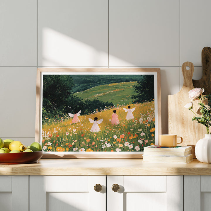 Horizontal Wood Frame Mockup in kitchen,DIN A Picture Frame Mockup,Wall Art Mockup,Poster Mockup