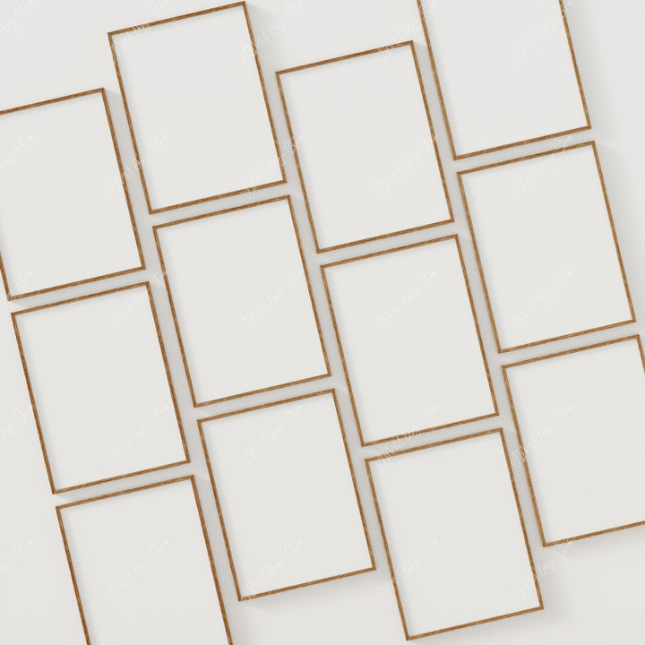 Set of 12 Minimalist Wood Frame Mockup,3x4 Ratio Frame Mock-Up with Blank Background
