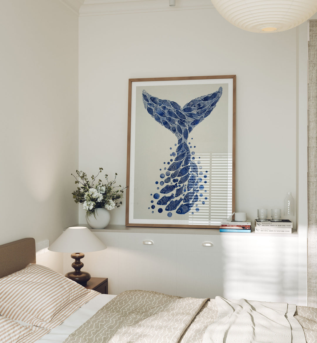 Wood Frame Mockup in Bedroom,5x7 Vertical Frame Mock-Up