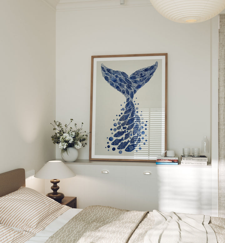 Wood Frame Mockup in Bedroom,5x7 Vertical Frame Mock-Up