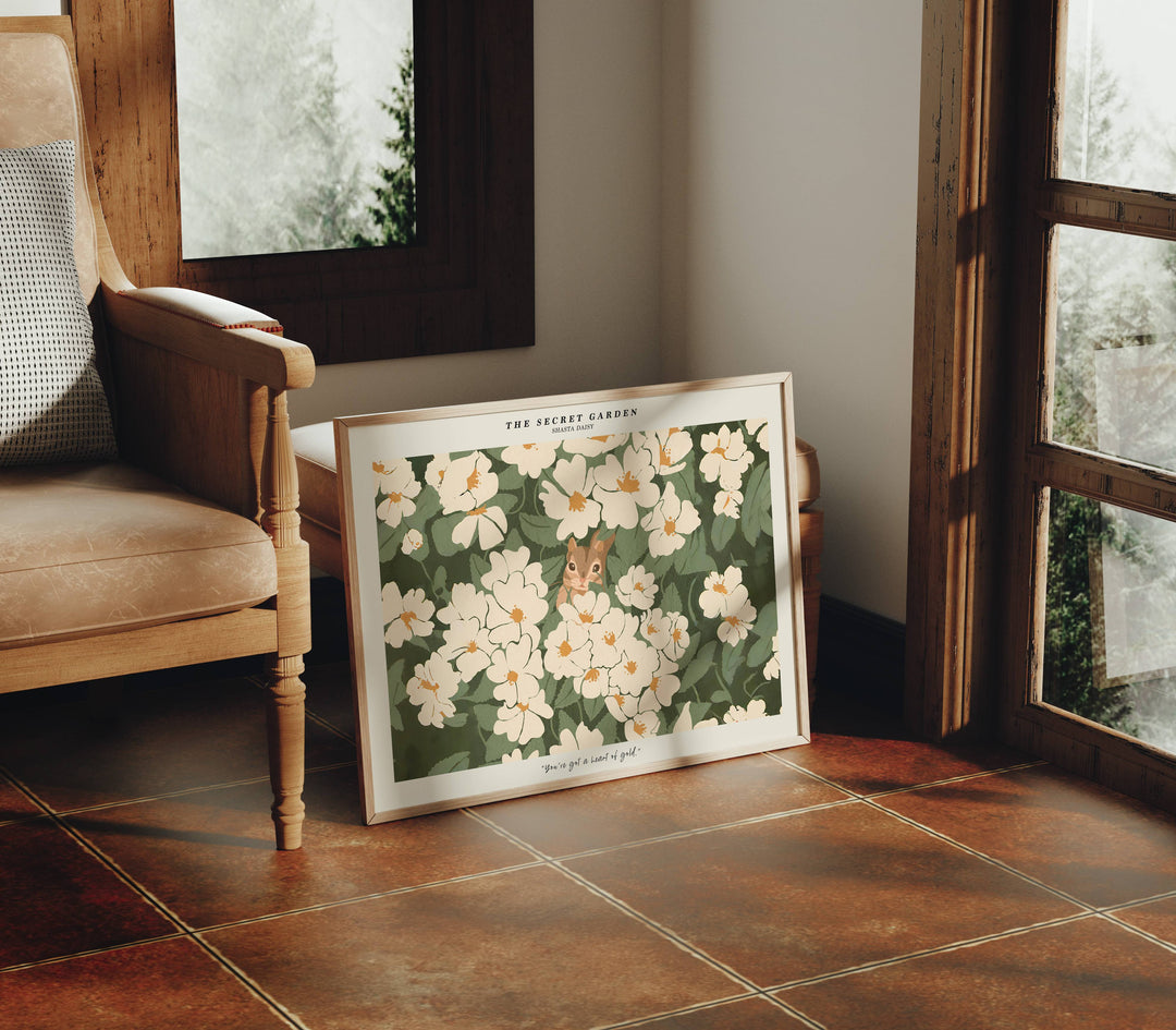 Horizontal Wood Frame Mockup in Living Room,4x3 Ratio Frame Mock-Up