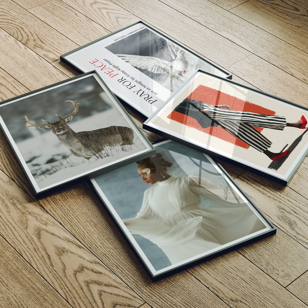 Set of 4 Black Frame Mockup,3x4 Frame Mock-up,Psd Smart Object