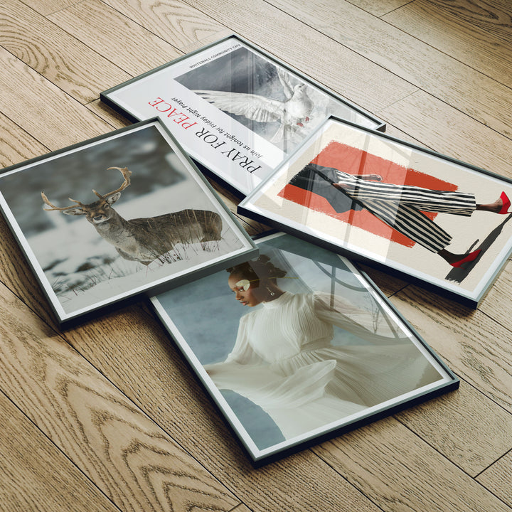 Set of 4 Black Frame Mockup,3x4 Frame Mock-up,Psd Smart Object
