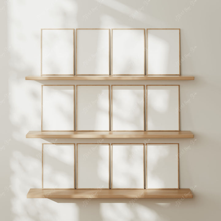 Gallery Wall Frame Mockup,12 Frames DIN A Ratio Frame Mock-up,Print Poster Mockup,Interior Art Print Mockup