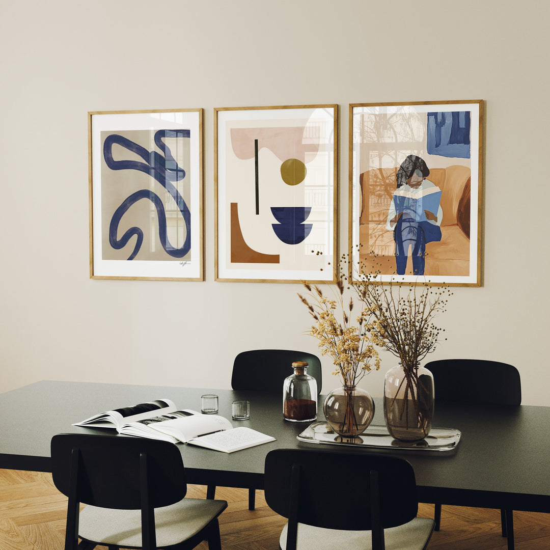 Set of 3 Wood Frame Mockups in Dining Room,3x4 Ratio Frame Mock-Up