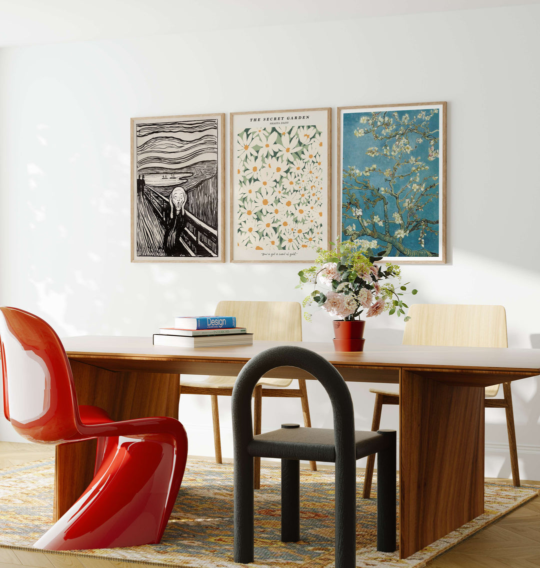 Set of 3 Wood Frame Mockup in Dining Room,3x4 Ratio Frame Mock-Up,Art Print Display,Wall Art Mockup,Print Poster Art Mockup