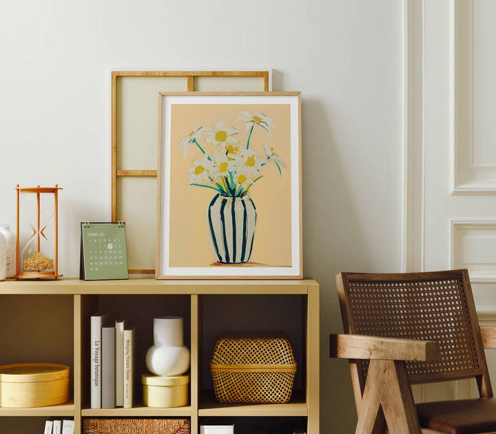 3x4 Wood Frame Mockup in Living Room,Minimal Interior Art Mockup