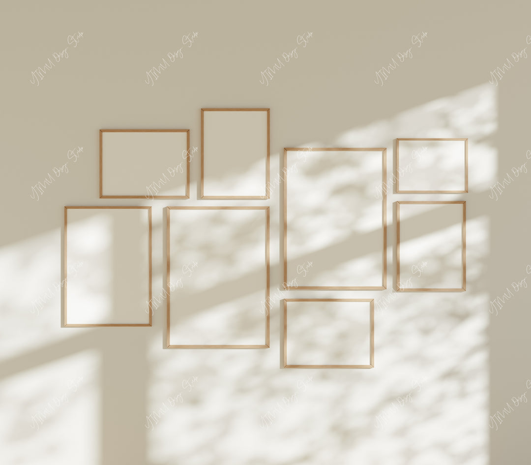 Gallery Frame Set Mockups,8 Frames Wall Art Mockup 3x4 Minimal Vertical Frame