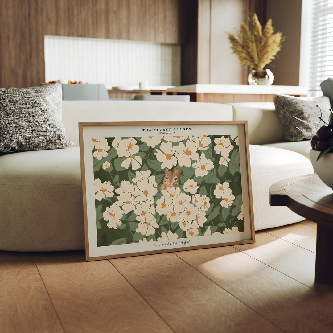 Wood Frame Mockup in Living Room,7x5 Horizontal Frame Mock-Up