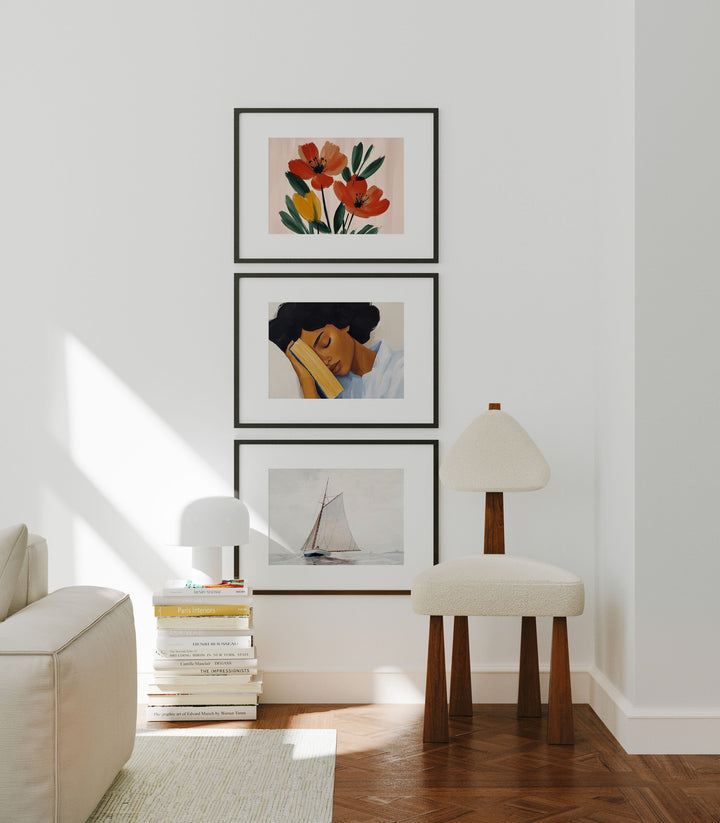 Set of 3 Horizontal Gallery Frame Mockup,7x5 Black Frame Mockups,Psd Smart Object