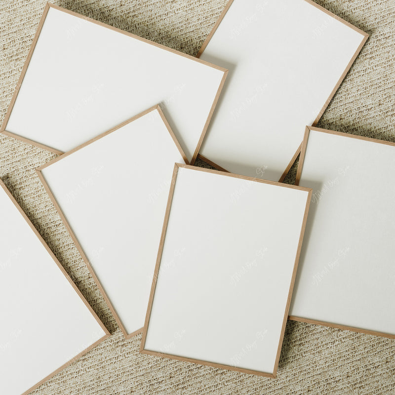 Set of 6 Frames Mockup,DIN A Ratio Wood Frame Mock-Up,Art Print Mockup
