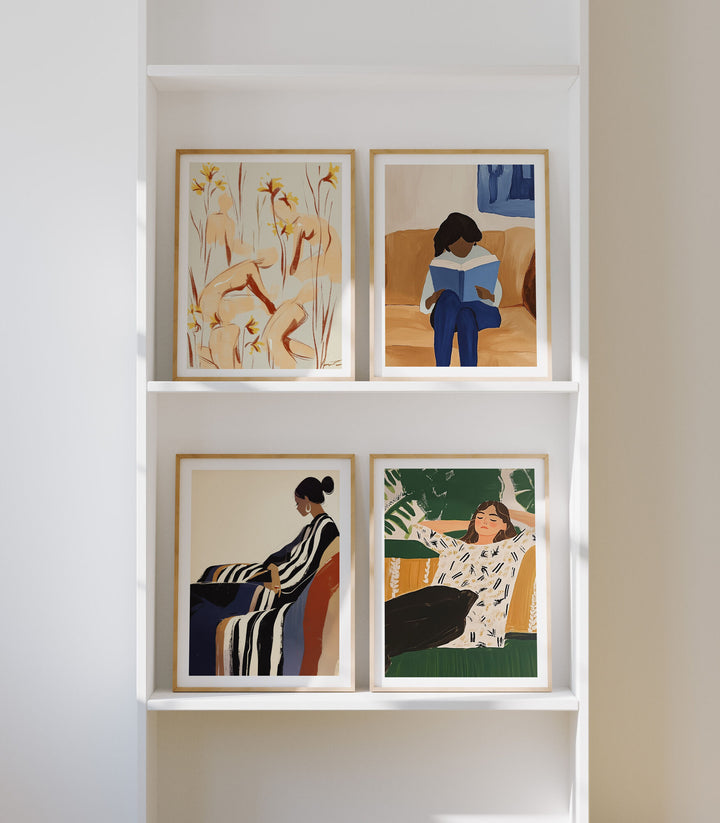 Set of 4 Gallery Art Frame Mockup,3x4 Wood Frame Mock-up,Picture Frame Mockup