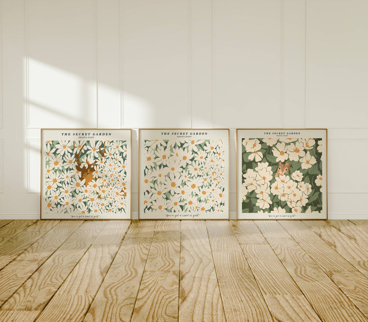 Set of 3 Wood Frame Mockup,Square Frame Mockup in Home Interior