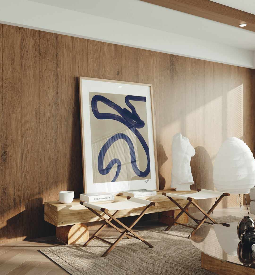 Wood Frame Mockup in Living Room,5x7 Vertical Frame Mock-Up with Reflection