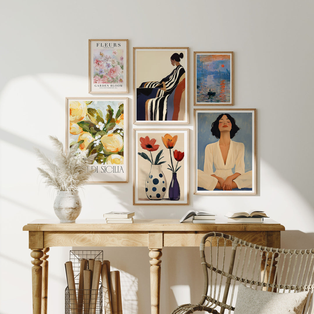 Set of 6 Gallery Wall Frame Mockups,Wall Art Mockup