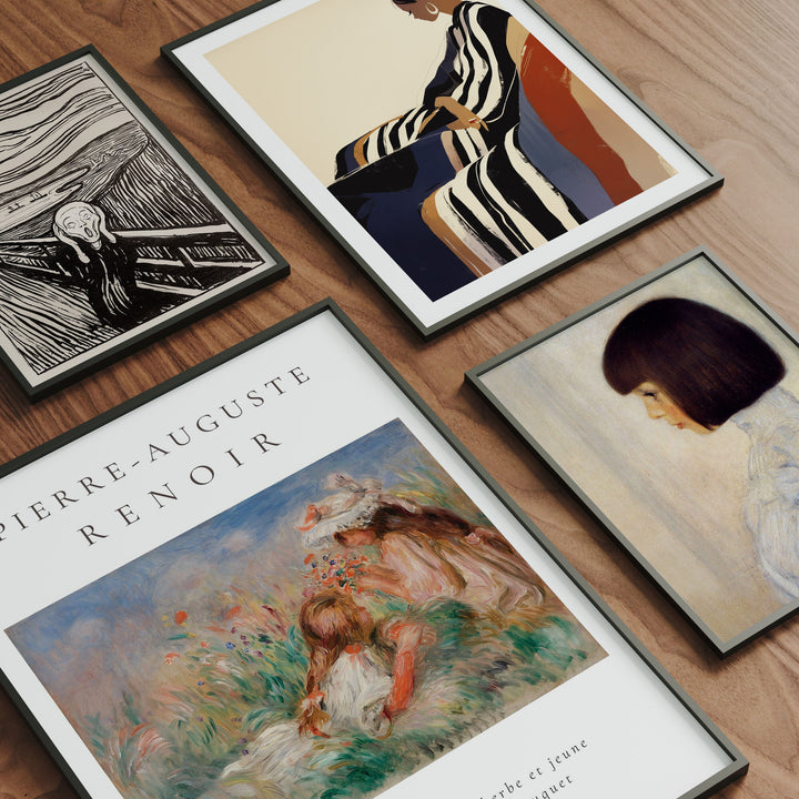 Set of 4 Black Frames Mockup,Gallery Art Print Mockup,Picture Frame Mockup