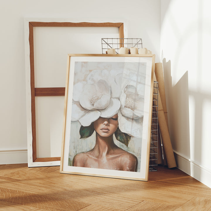 Wood Frame Mockup in Living Room,3x4 Ratio Frame Mock-Up with Reflection