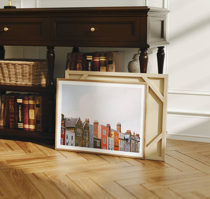 Horizontal Wood Frame Mockup in Living Room,4x3 Ratio Frame Mock-Up,Art Print Display