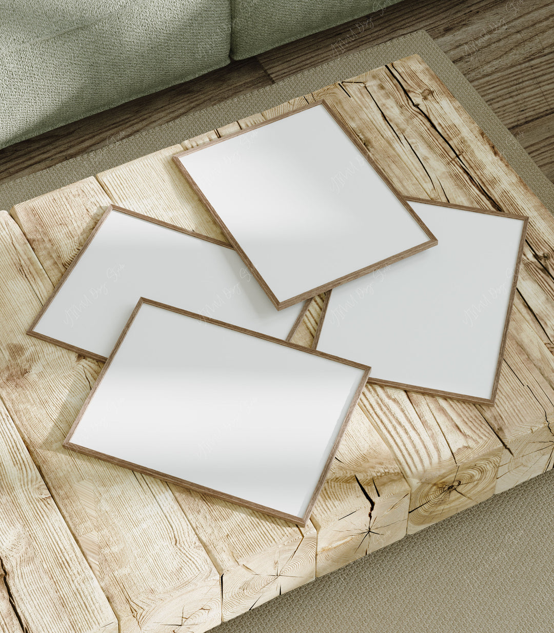 4 Wood Frames Mockup,3x4 Ratio Wood Frame Mock-Up,Photoshop Templates