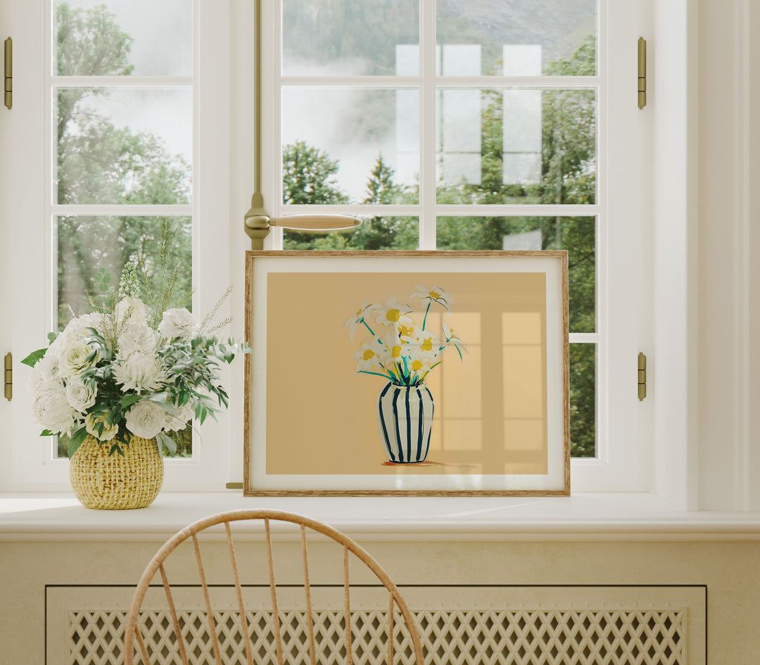 Horizontal Wood Frame Mockup Lean on Window,4x3 Ratio Frame Artwork Mockup