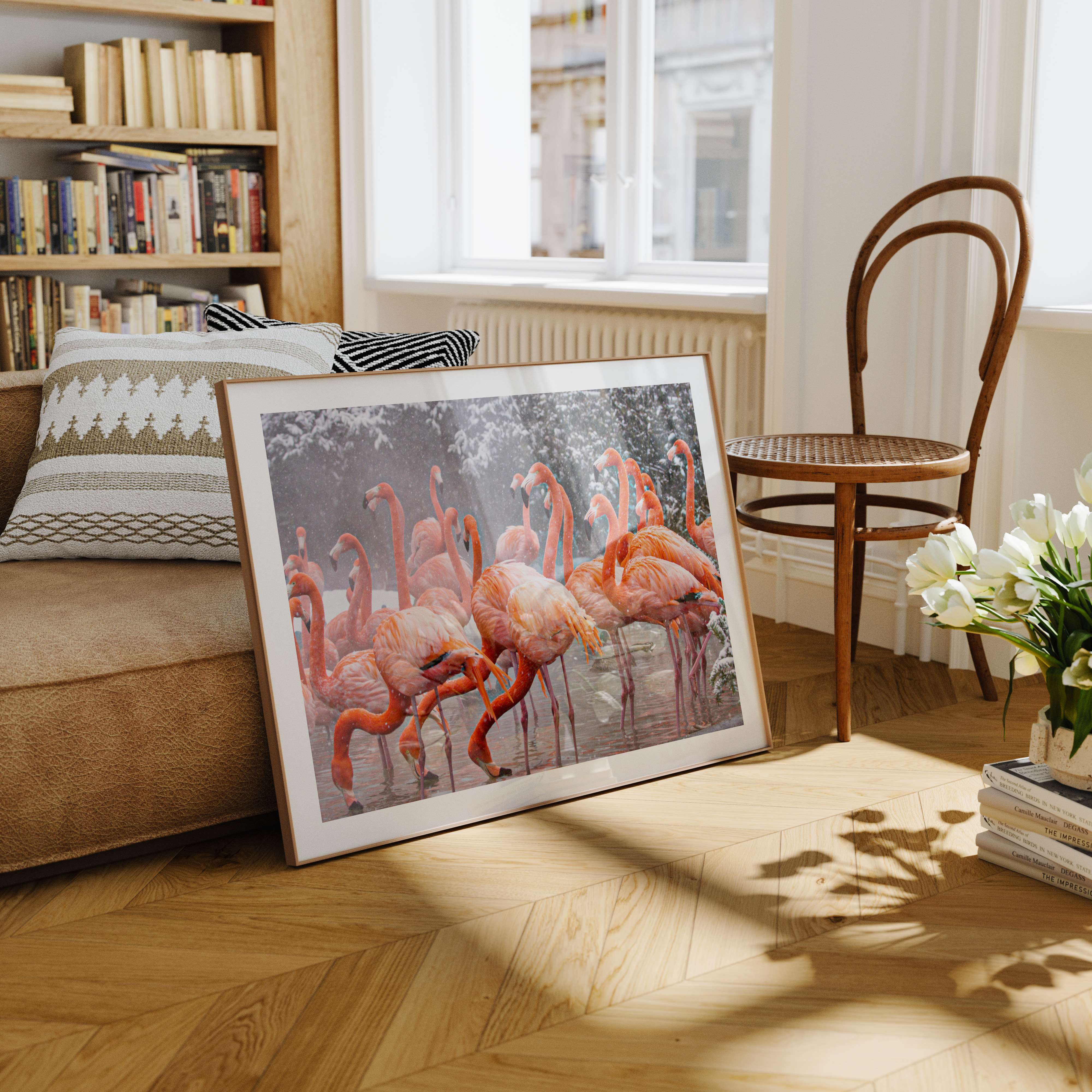 Horizontal Wood Frame Mockup in Living Room,20x15 Picture Frame