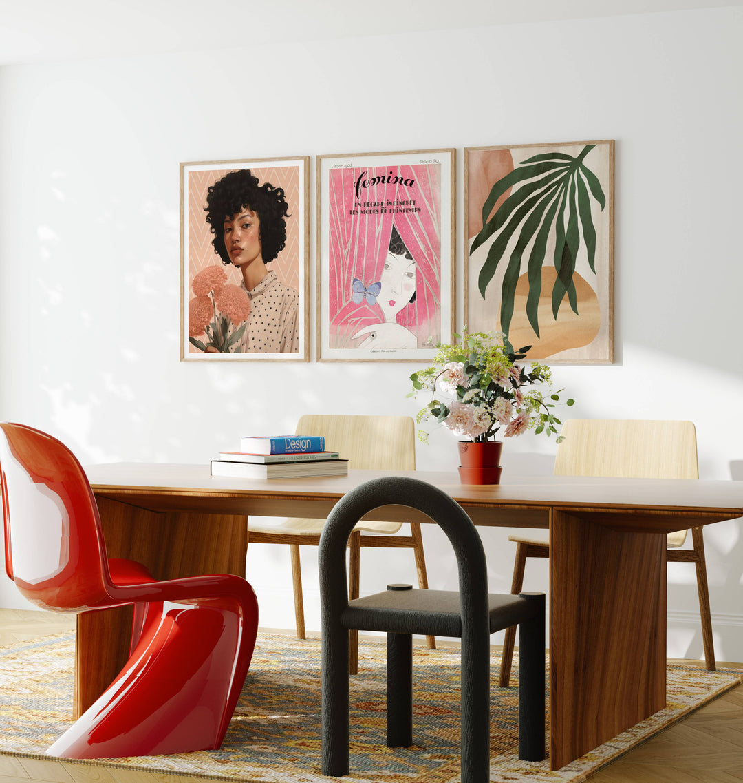 Set of 3 Wood Frame Mockup in Dining Room,3x4 Ratio Frame Mock-Up,Art Print Display,Wall Art Mockup,Print Poster Art Mockup