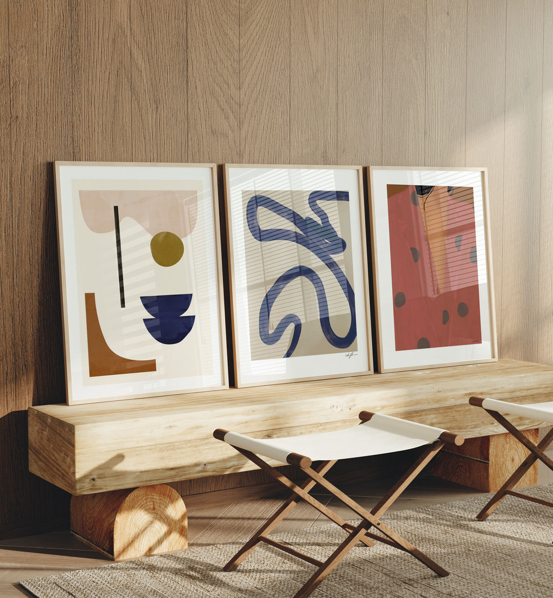 Set of 3 Wood Frame Mockup in Living Room,3x4 Vertical Frame Mock-Up