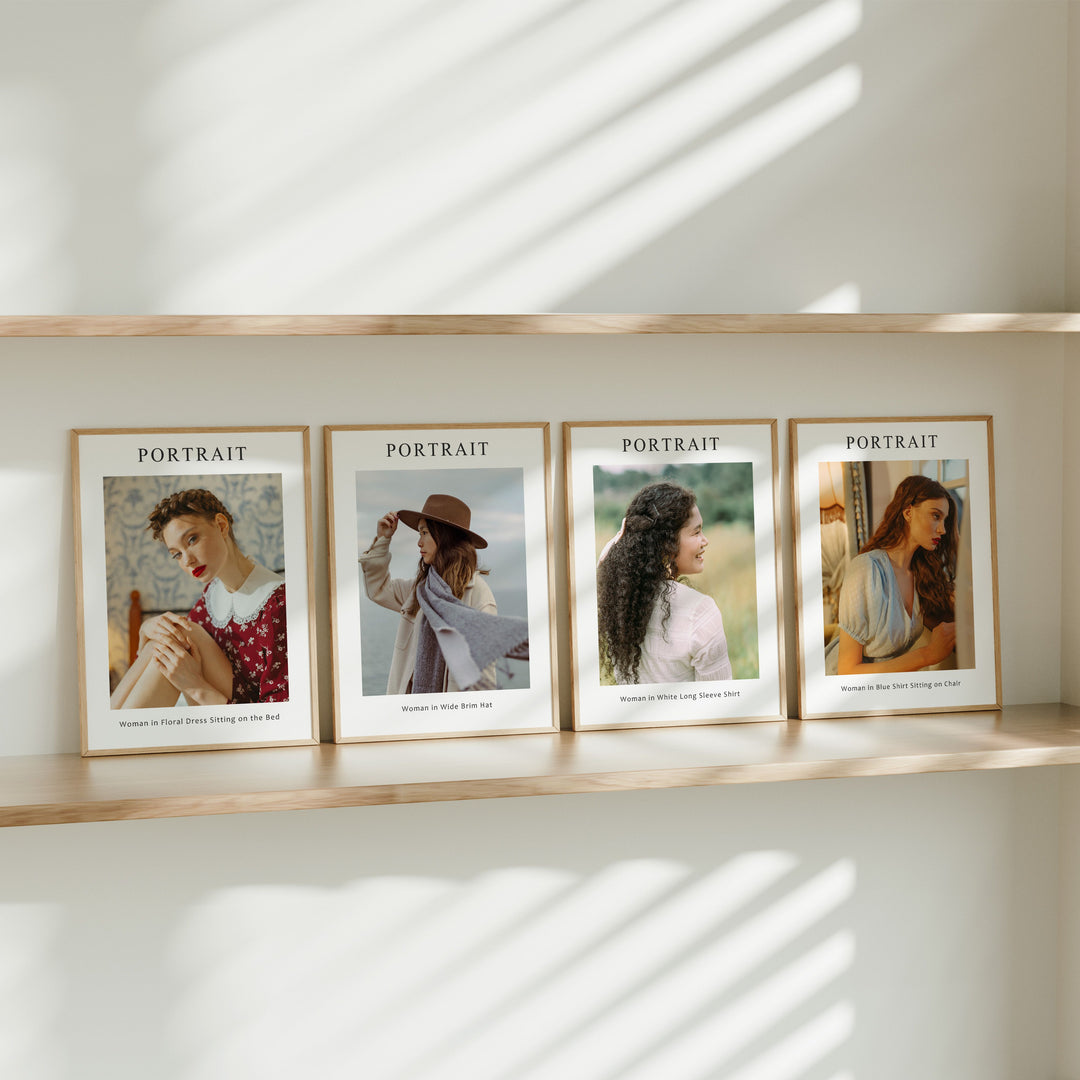 Gallery Frame Set Mockups,4 Frames Boho Wood Frame Mockup,Psd Templates