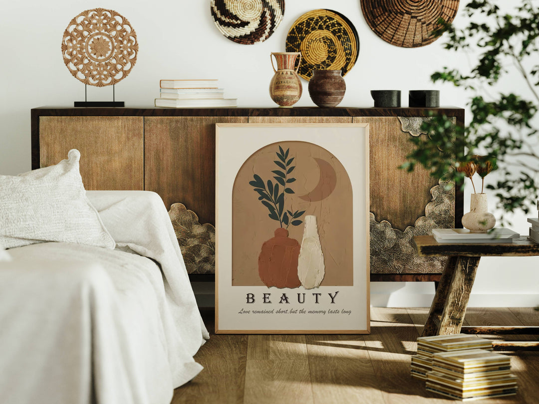 Boho Wood Frame Mockup,5x7 Vertical Mockup,Interior Poster Mockup