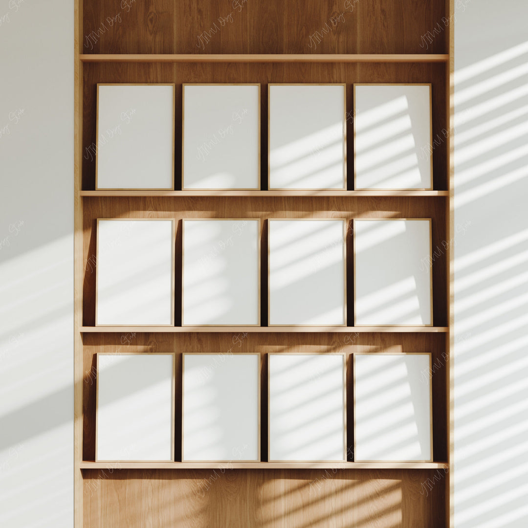Gallery Wall Frame Mockup,12 Frames DIN A Wood Frame Mock-Up,Picture Frame Mockup,Digital Template