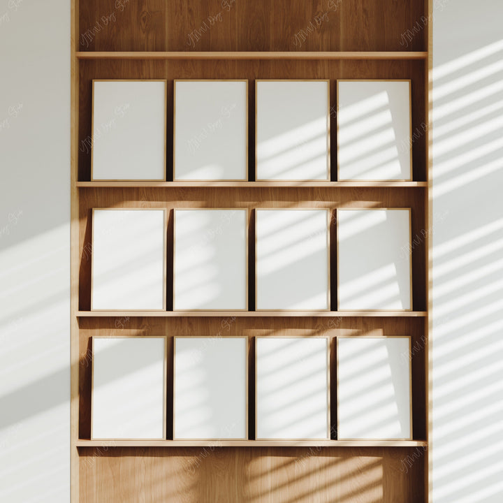 Gallery Wall Frame Mockup,12 Frames DIN A Wood Frame Mock-Up,Picture Frame Mockup,Digital Template