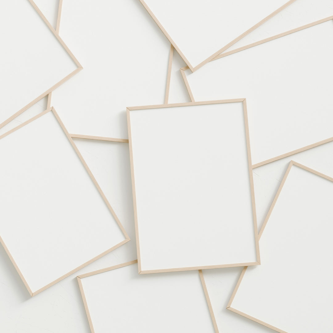 Multiple Frames Mockup,DIN A Ratio Wood Frame Mock-Up with Blank Background