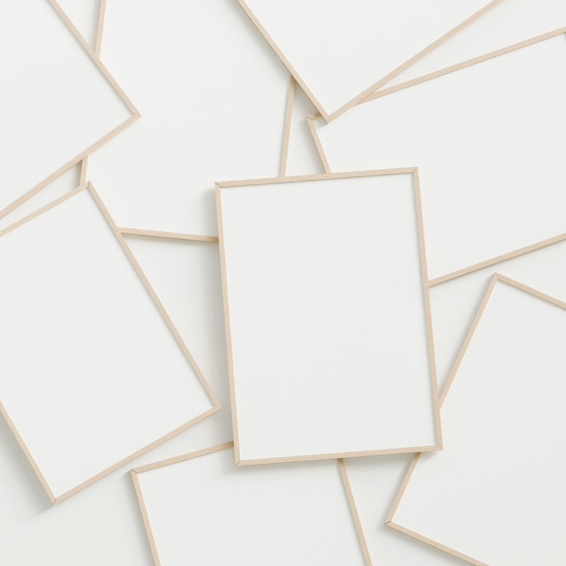 Multiple Frames Mockup,DIN A Ratio Wood Frame Mock-Up with Blank Background