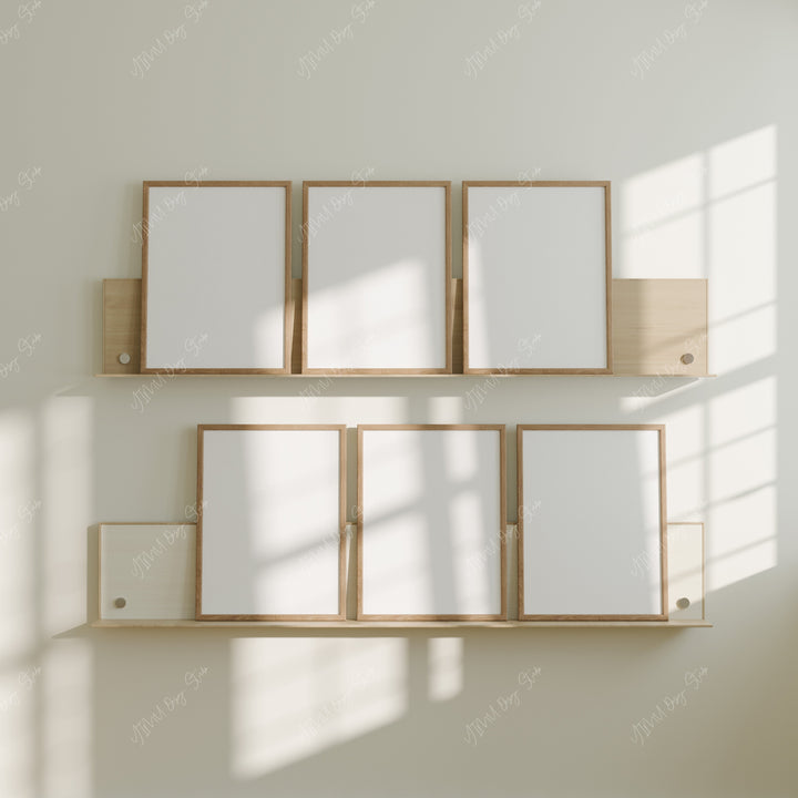 Gallery Wall Frame Mockup,6 Frames Boho Wood Frame Mockup,3x4 Vertical Frame