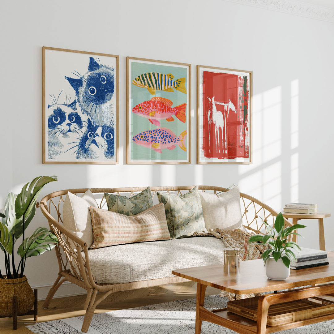 Set of 3 Wood Frame Mockup in Living Room,5x7 Frame Mock-Up,Wall Art Mockup